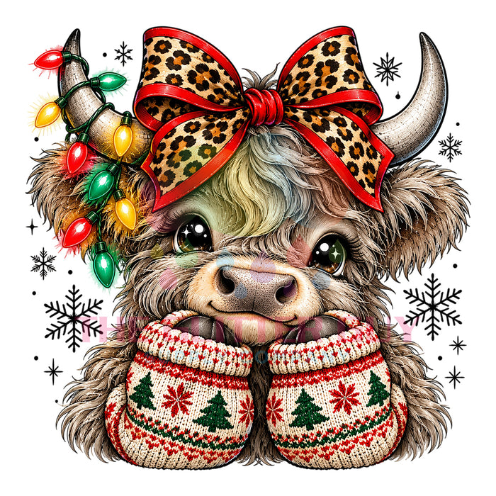 Printed Decal - Christmas Highland Cow