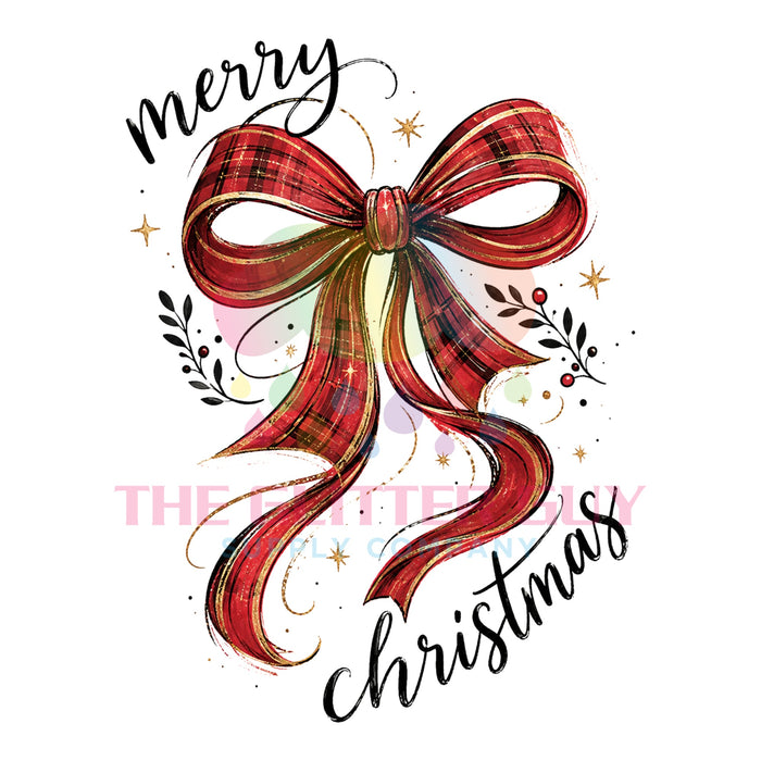 Printed Decal - Merry Christmas Bow