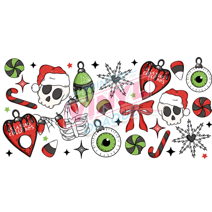 Libbey Can Wrap 16oz -  Ink Transfers | Creepy Christmas