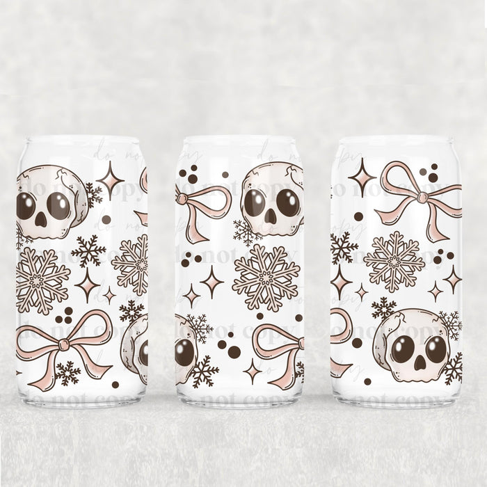 Libbey Can Wrap 16oz -  Ink Transfers | Skulls & Snow