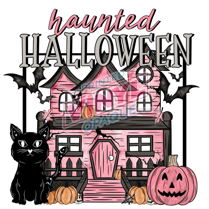 Printed Decal - Haunted Halloween Pink