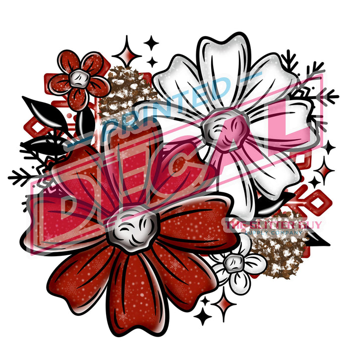 Printed Decal - Christmas Florals