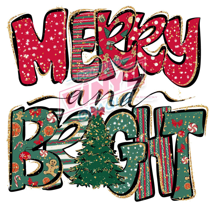 Printed Decal - Merry N Bright