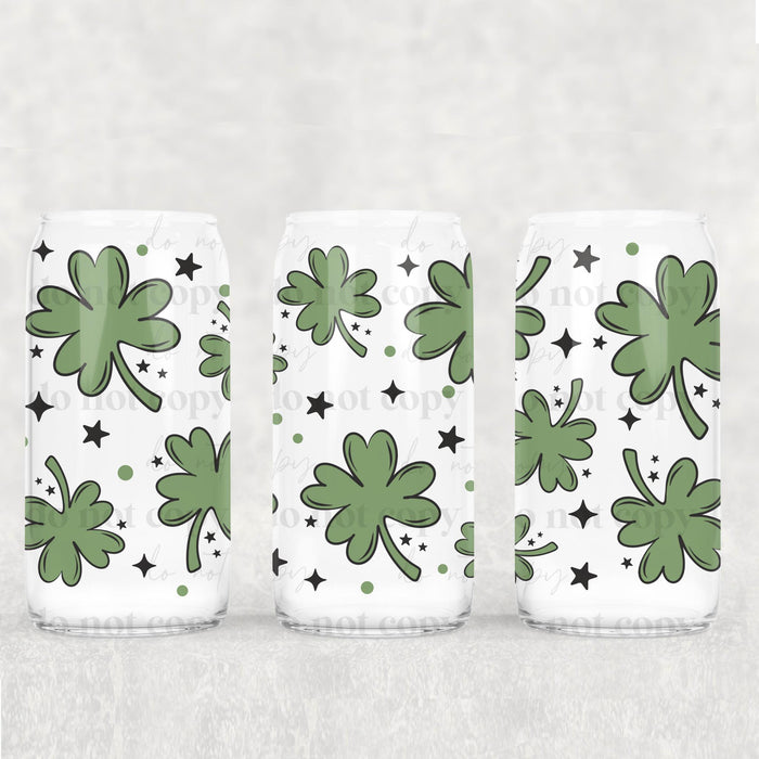 Libbey Can Wrap 16oz -  UV DTF Ink Transfers | Clovers