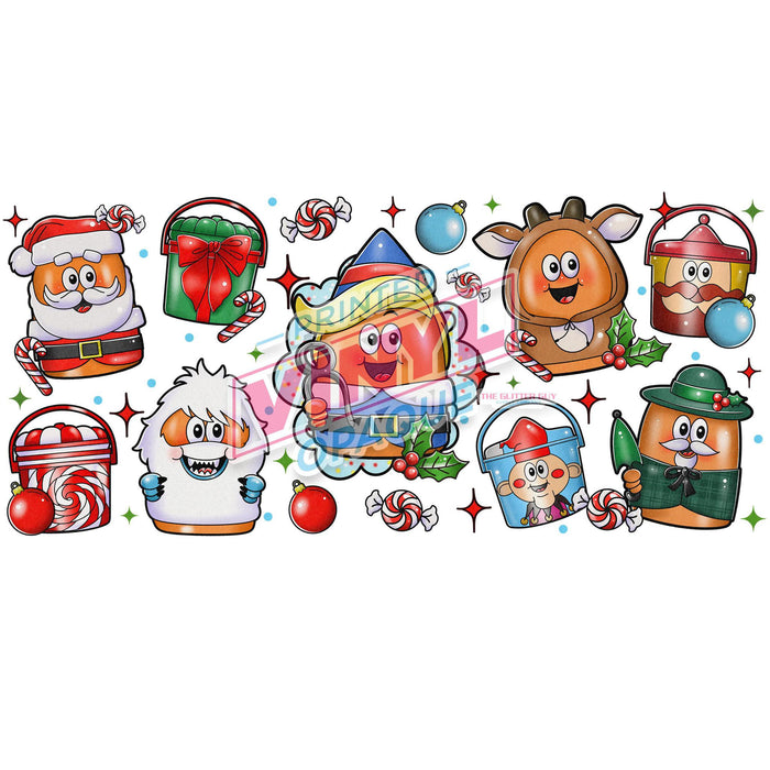 Libbey Can Wrap 16oz -  Ink Transfers | Classic Christmas Nugs