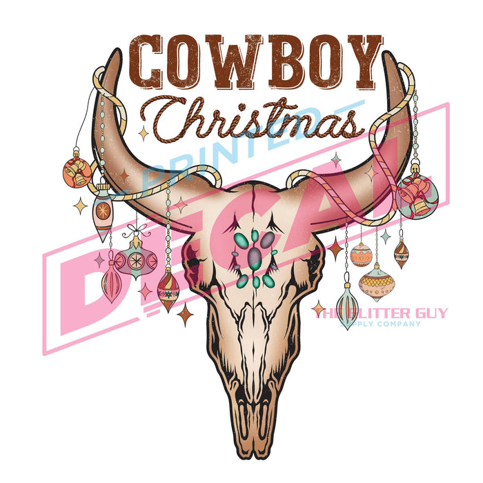 Printed Decal - Cowboy Christmas Skull