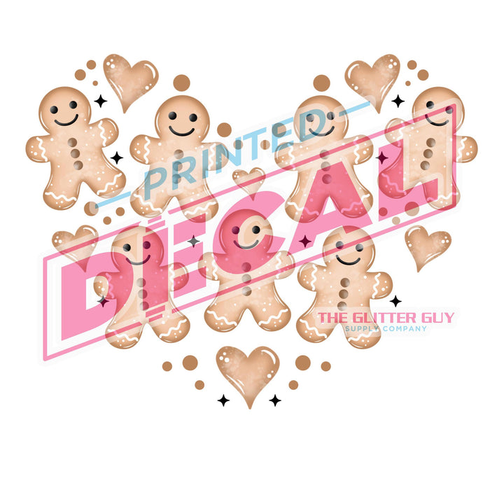 Printed Decal - Gingerbread Men Heart