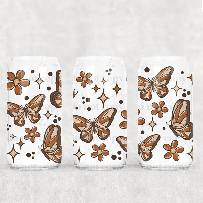 Libbey Can Wrap 16oz -  Ink Transfers | Fall Butterflies