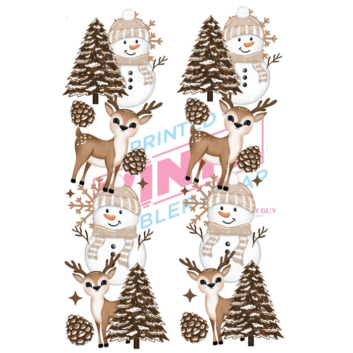 Printed Decal - Snowmen & Deer Accents