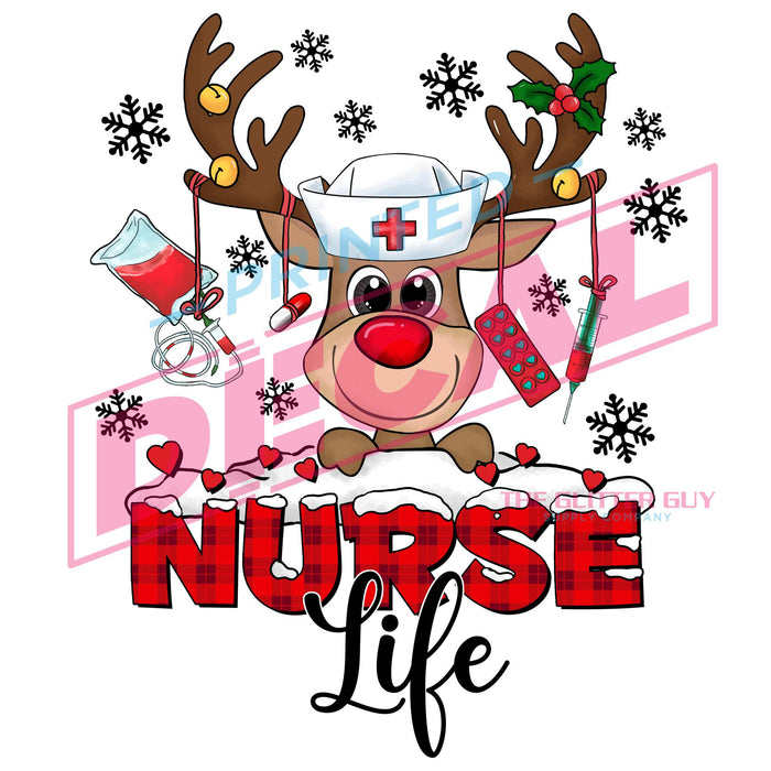 Printed Decal - Nurse Life Christmas