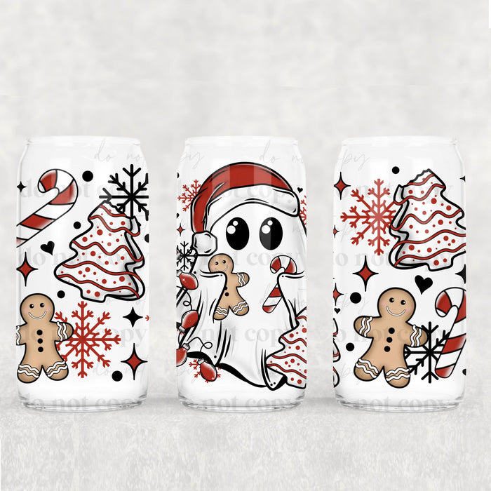 Libbey Can Wrap 16oz -  Ink Transfers | Snackin' Christmas Ghostie