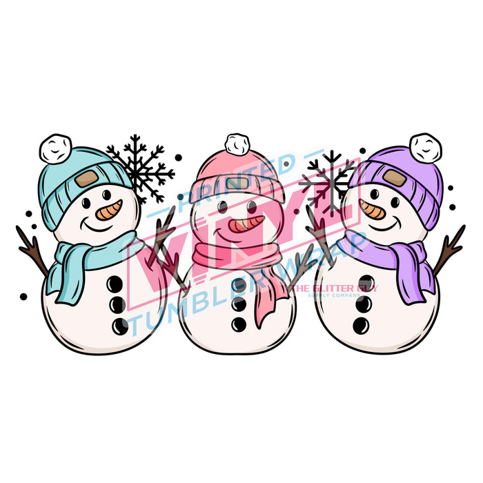 Printed Decal - Pastel Snowmen