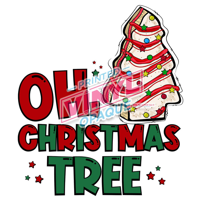 Printed Decal - Oh Christmas Tree Cake