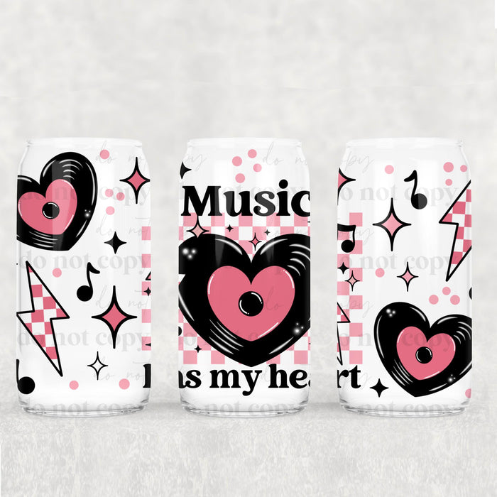 Libbey Can Wrap 16oz -  Ink Transfers | Music Has My Heart