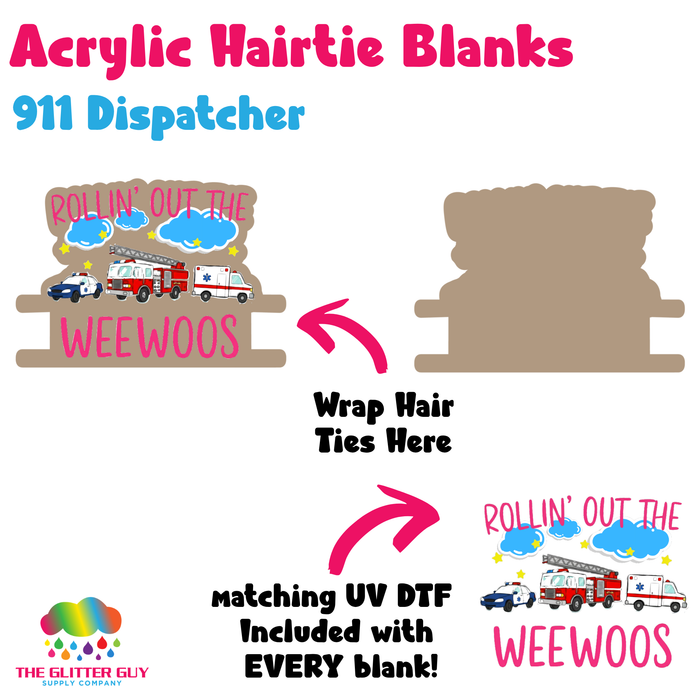 Acrylic Hair Tie Holder Keychain - 911 Dispatcher