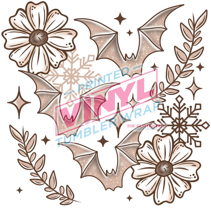 Printed Decal -  Neutral Floral Bats