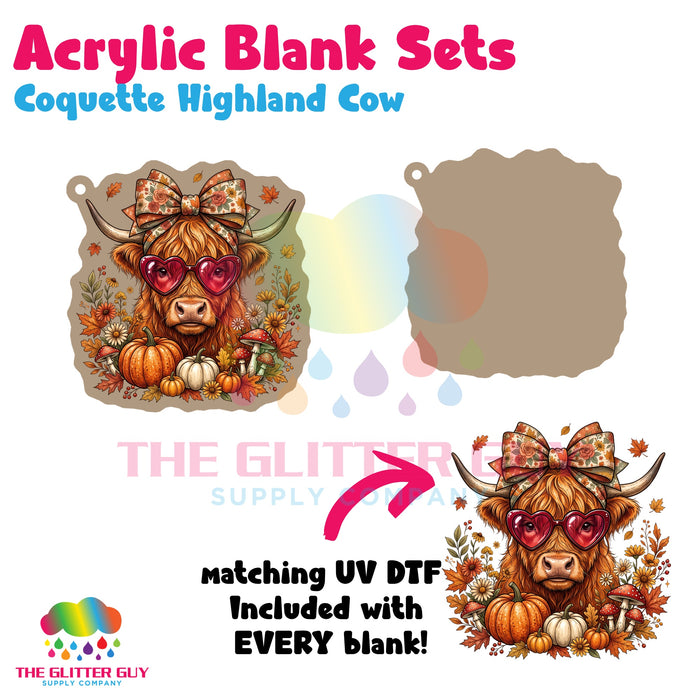 Acrylic Blank & Keychain Kit - Coquette Highland Cow AB-008