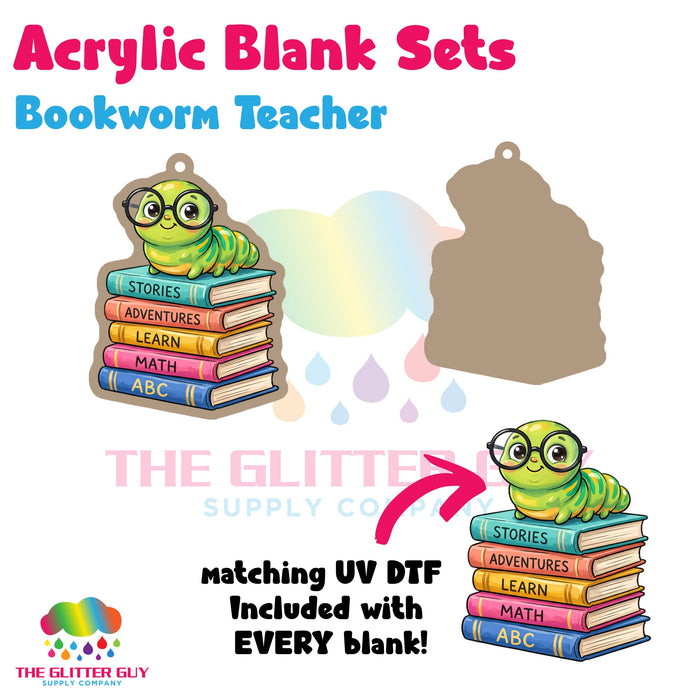 Bookworm Teacher acrylic blank and keychain kit AB-017