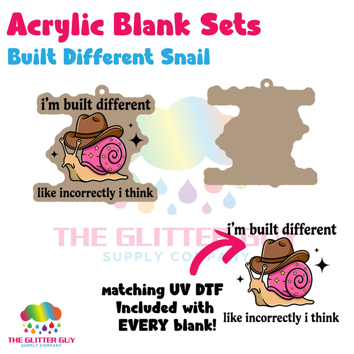 Built Different Snail acrylic blank and keychain kit AB-018