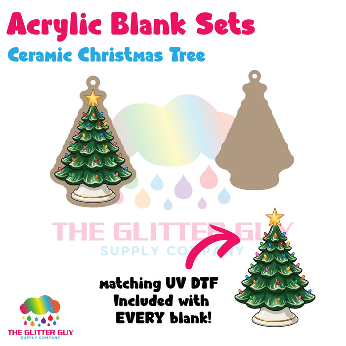Ceramic Christmas Tree acrylic blank and keychain kit AB-027