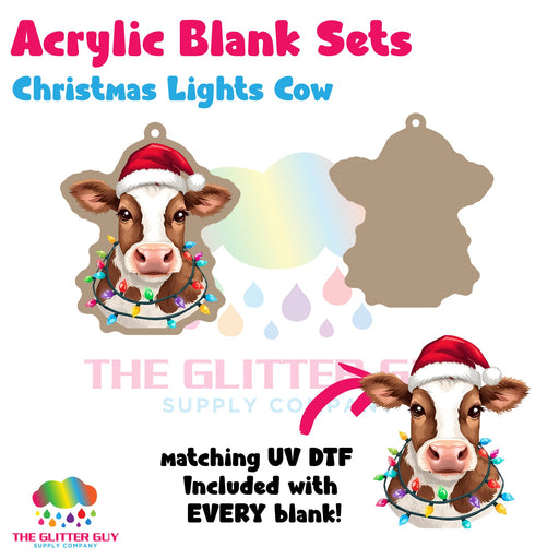 Christmas Lights Cow acrylic blank and keychain kit AB-037