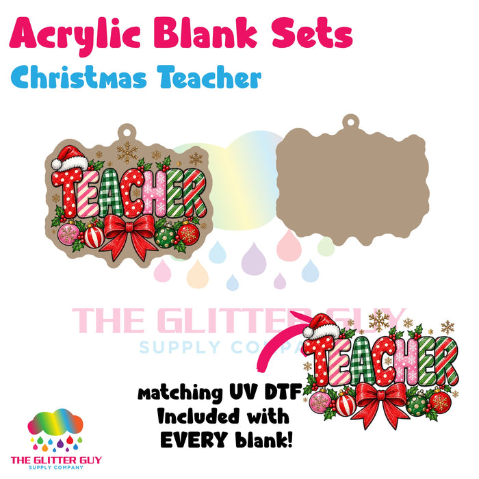 Christmas Teacher acrylic blank and keychain kit AB-041