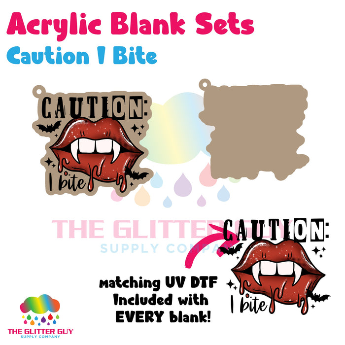 Acrylic Blank & Keychain Kit - Caution I Bite AB-071