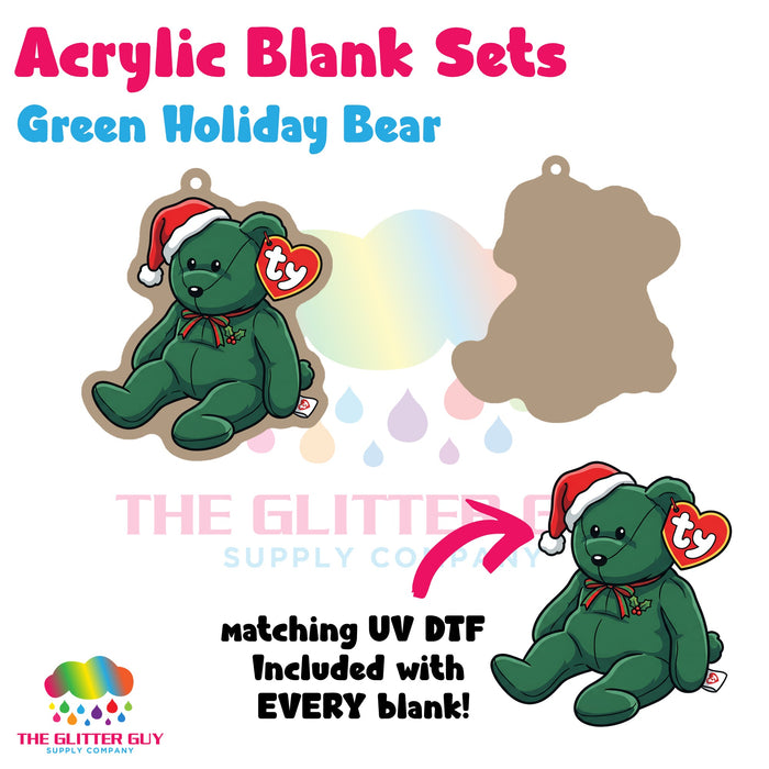 Green Holiday Bear acrylic blank and keychain kit AB-073
