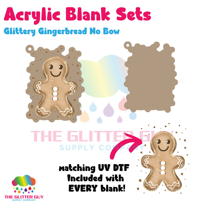 Acrylic Blank & Keychain Kit - Glittery Gingerbread No Bow AB-078