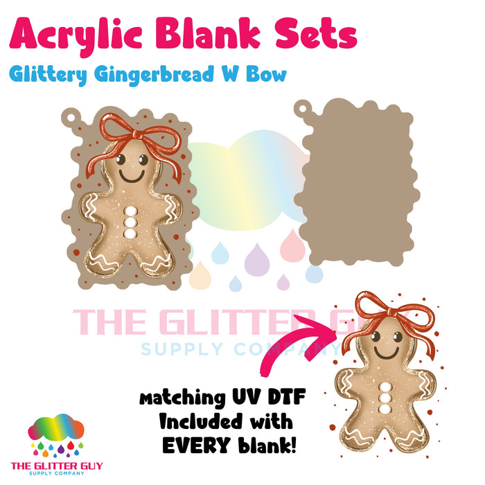 Acrylic Blank & Keychain Kit - Glittery Gingerbread W Bow AB-079