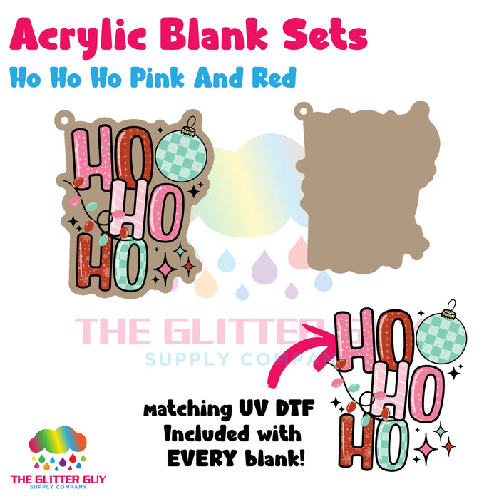 Acrylic Blank & Keychain Kit - Ho Ho Ho Pink And Red AB-081