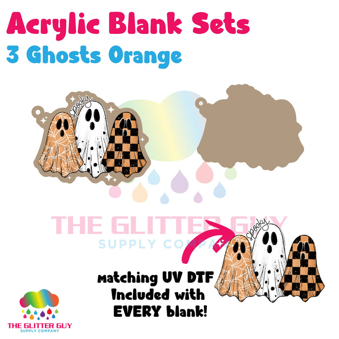 Acrylic Blank & Keychain Kit - 3 Ghosts Orange AB-092