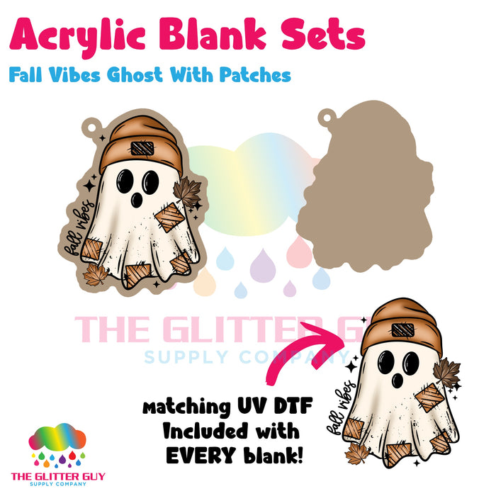 Acrylic Blank & Keychain Kit - Fall Vibes Ghost With Patches AB-096
