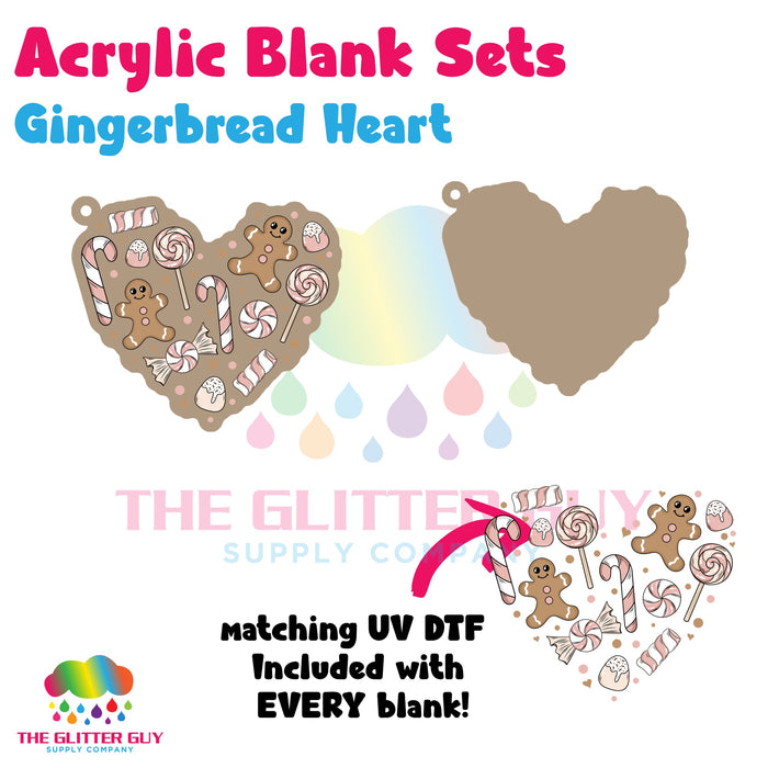 Acrylic Blank & Keychain Kit - Gingerbread Heart AB-099