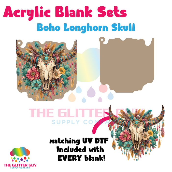 Acrylic Blank & Keychain Kit - Boho Longhorn Skull 102