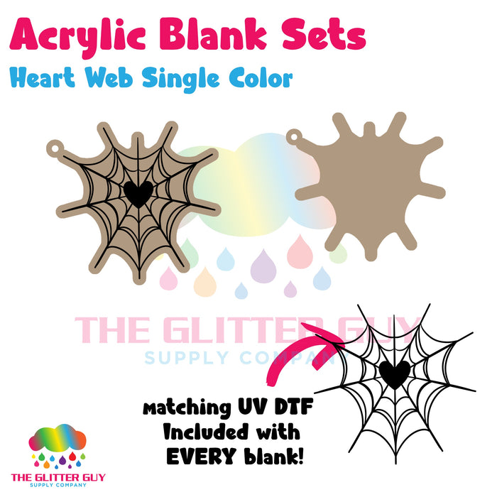 Acrylic Blank & Keychain Kit - Heart Web Single Color AB-103