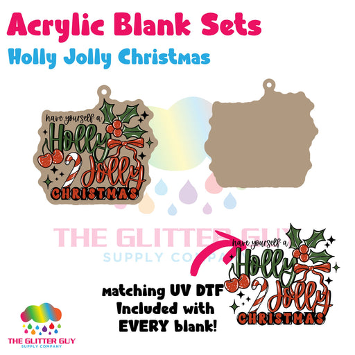 Holly Jolly Christmas acrylic blank and keychain kit AB-108