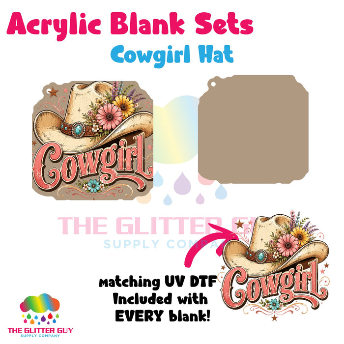 Acrylic Blank & Keychain Kit - Cowgirl Hat 113