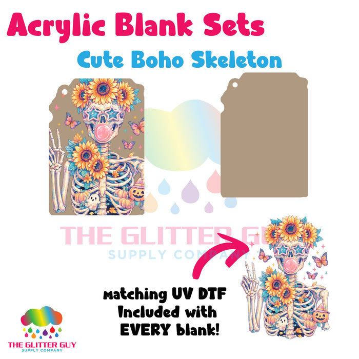 Acrylic Blank & Keychain Kit - Cute Boho Skeleton 115
