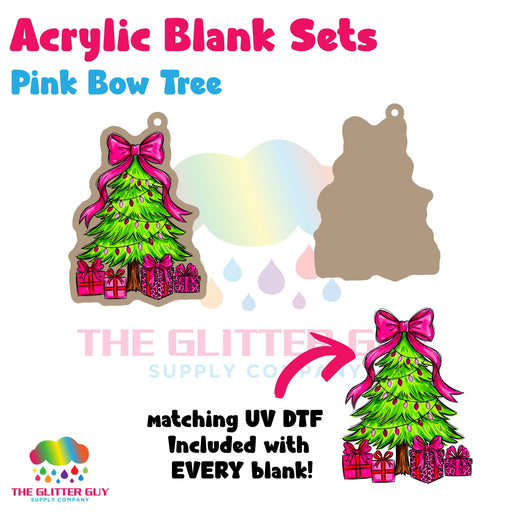 Pink Bow Tree acrylic blank and keychain kit AB-126