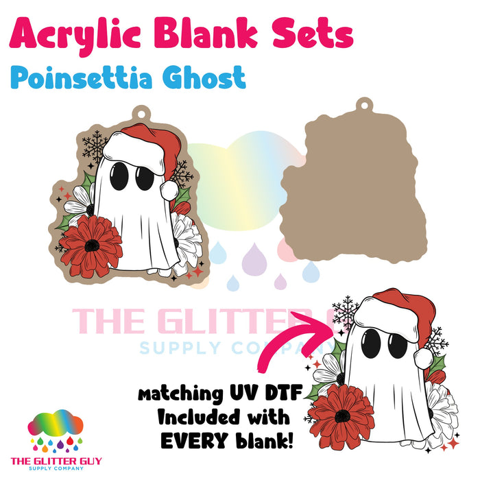 Poinsettia Ghost acrylic blank and keychain kit AB-128