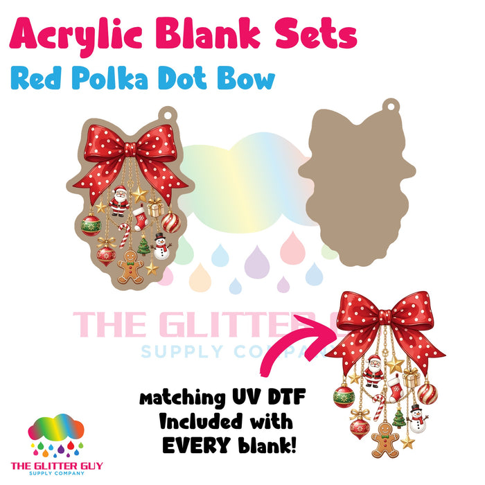 Red Polka Dot Bow acrylic blank and keychain kit AB-134