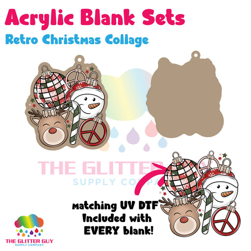 Retro Christmas Collage acrylic blank and keychain kit AB-136