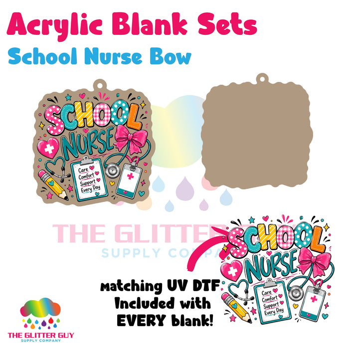 School Nurse Bow acrylic blank and keychain kit AB-143