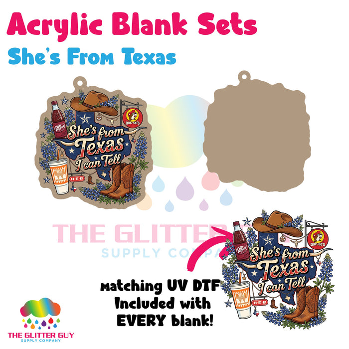 She's From Texas acrylic blank and keychain kit AB-144