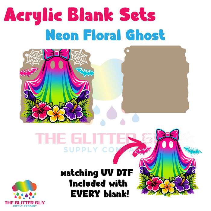 Acrylic Blank & Keychain Kit - Neon Floral Ghost 145