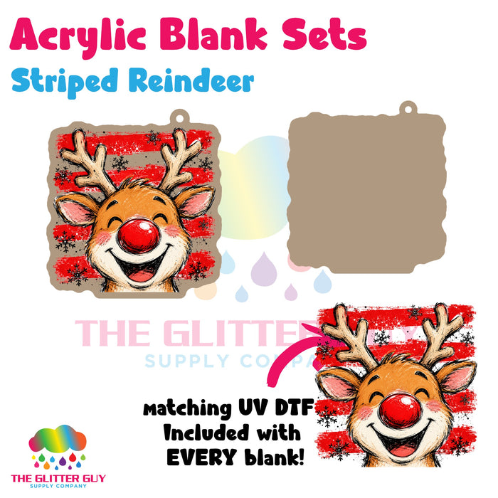 Striped Reindeer acrylic blank and keychain kit AB-151