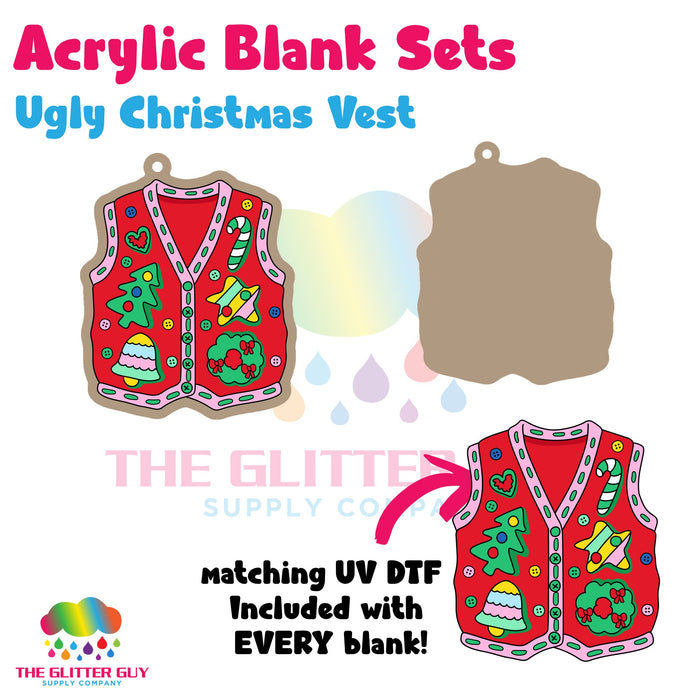 Ugly Christmas Vest acrylic blank and keychain kit AB-161
