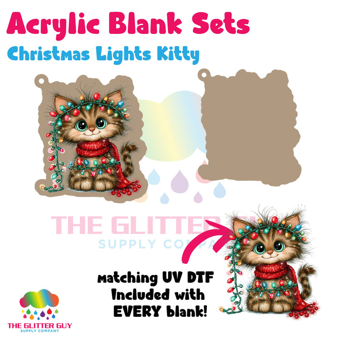 Christmas Lights Kitty acrylic blank and keychain kit AB-201