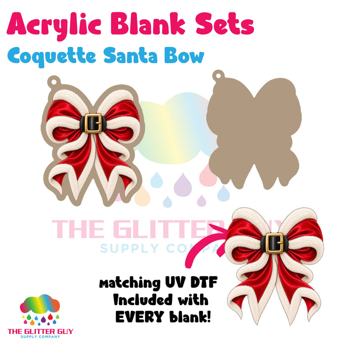Coquette Santa Bow acrylic blank and keychain kit AB-203